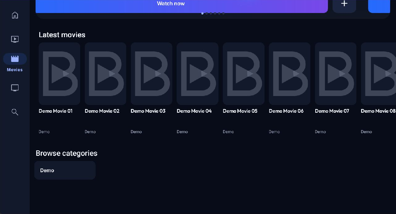 Demo movie library in Binge4K Player